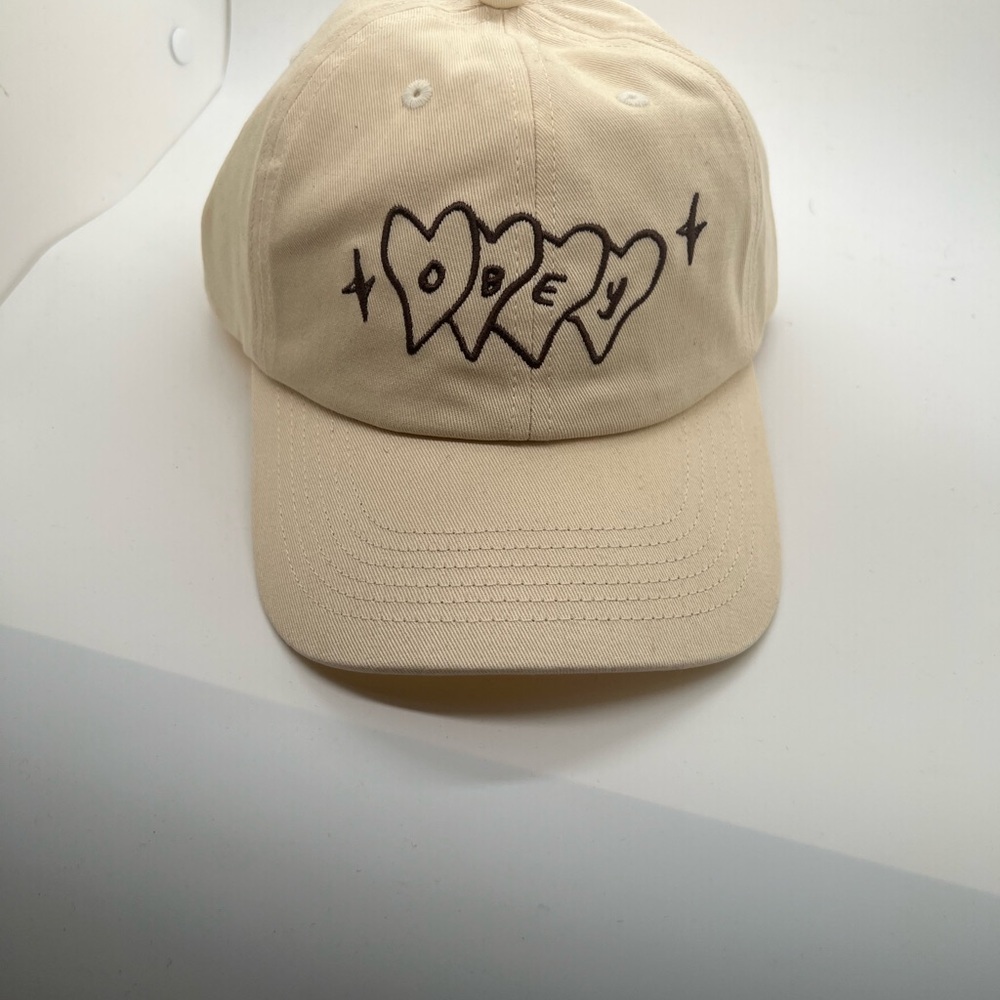 Obey Kids Cream Heart Hat